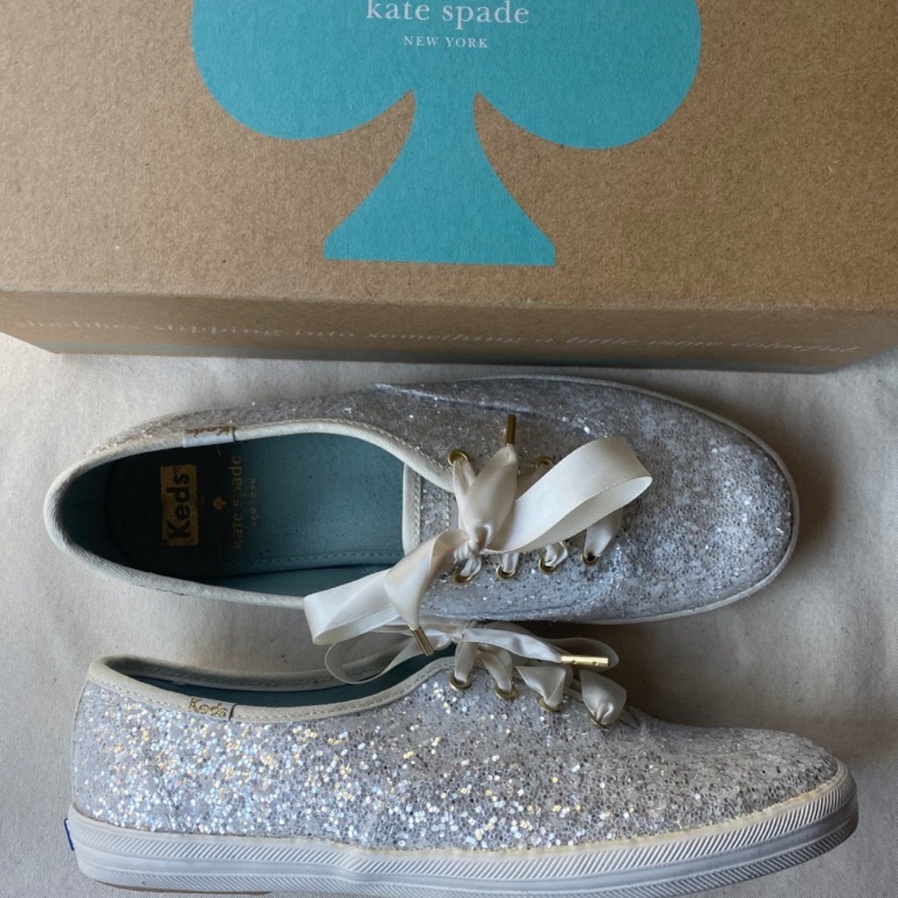 Keds x Kate Spade WHITE Glitter Sneakers
